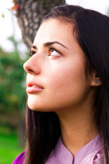 portrait of a beautiful young woman outdoor