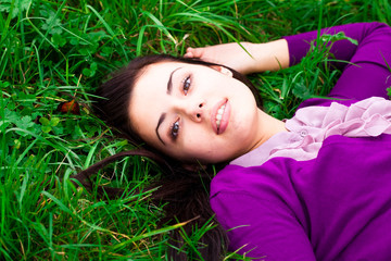 portrait of a beautiful young woman outdoor