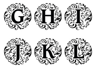Alphabet Ornament Design G to L