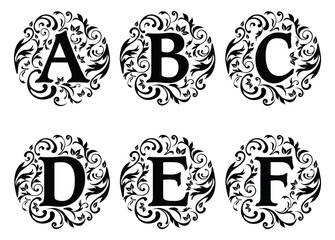 Alphabet Ornament Design A to F