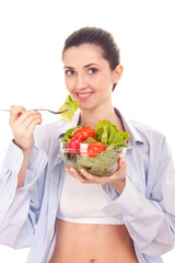 woman with vegetables salad