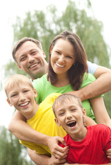 happy boys with family