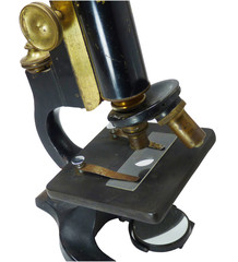 Isolated crop of vintage black microscope