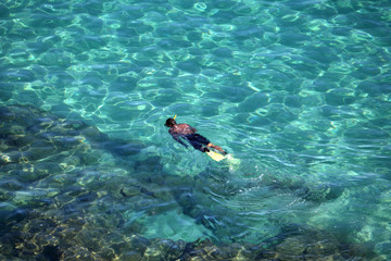 Person snorkeling in the sea