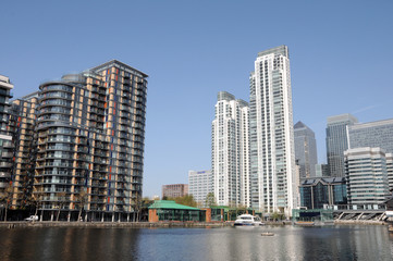 Millwall Inner Dock and office blocks in London’s Docklands