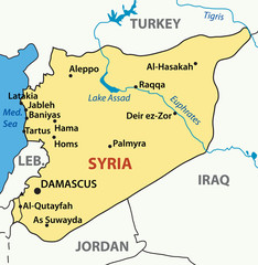 vector illustration -  map of syria - obrazy, fototapety, plakaty
