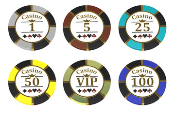 casino chips on white background