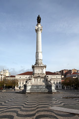 Fototapeta na wymiar Rossio Square (Praca do Rossio) in Lisbon, Portugal