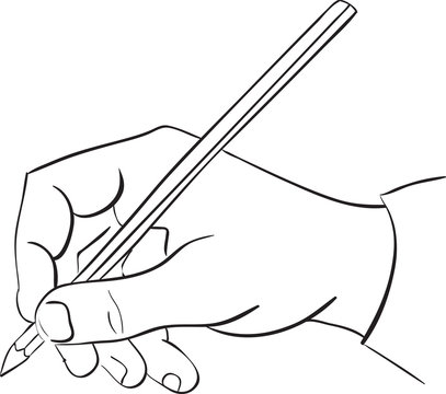 man's hand holds a pencil.