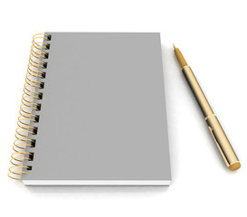 Notebook and pen on a white background © 3ddock
