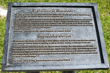 Commemorative plaque in the Empedocles garden, Agrigento, Sicily
