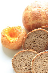 French bread on white background
