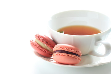 Lovely pink Macaroon and English tea
