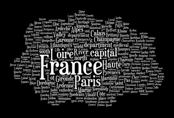 France word cloud on black background