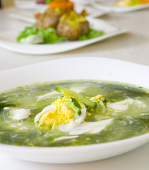 spinach soup with cream and egg
