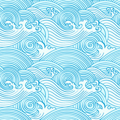 Japans naadloos golvenpatroon in oceaankleuren
