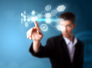 A businessman working on modern technology
