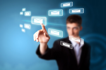 A businessman working on modern technology