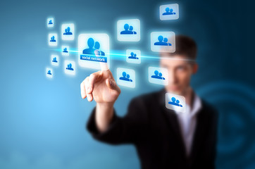 A businessman working on modern technology