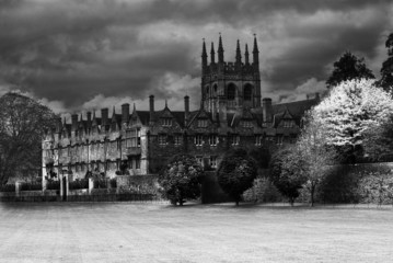 Merton College Oxford in black and white