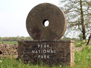 Boundary marker at Peak District National Park