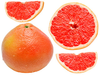 red grapefruit isolated on white background