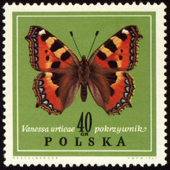Butterfly Vanessa on post stamp