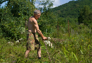Man Mowing Grass 36
