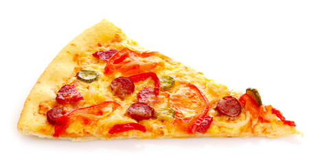 Tasty Italian pizza over white