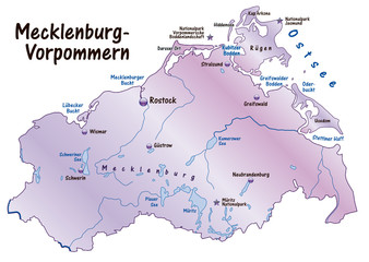 Mecklenburg-Vorpommern Übersicht flieder in SVG