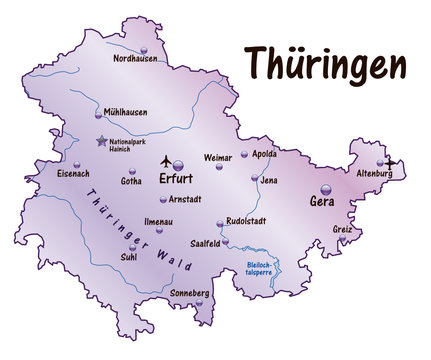Thüringen Übersichtskarte flieder in SVG