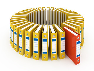 Organized office folders isolated on white