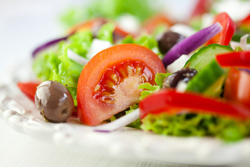 Greek salad closeup
