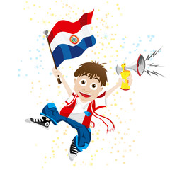 Paraguay Sport Fan with Flag and Horn