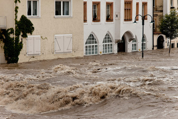 Hochwasser und Überflutung in Steyr