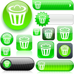 Dustbin green high-detailed icons.