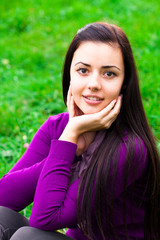 portrait of a beautiful young woman outdoor