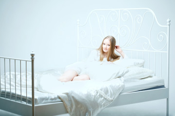 Girl lying on the bed