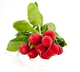 Radishes on a white background