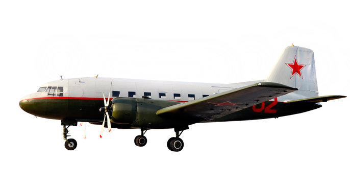 world war two lend-lease retro propeller airplane dc-3 or li-2 i
