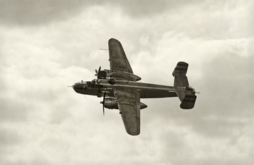 Old bomber in flight