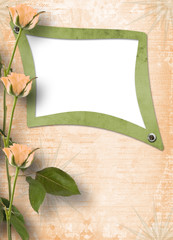Grunge frame for photo with beautiful roses