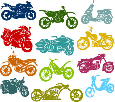 Set of a various motorcycles