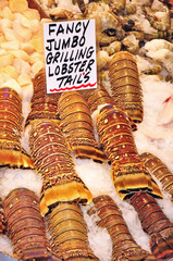 Fresh lobster tails at the market