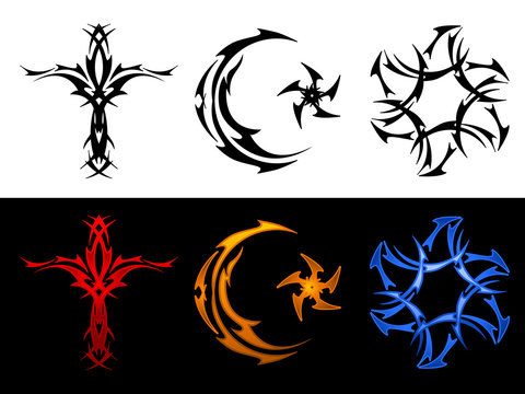 Three tribal religious symbols