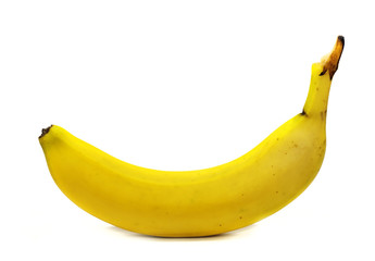 one yellow banana isolated in a white background