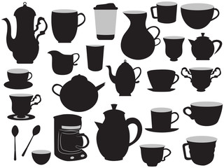 the set of coffee pots and cups