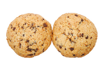 Cookies with chocolate isolated on white background
