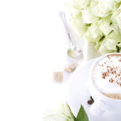 cup of coffee and roses
