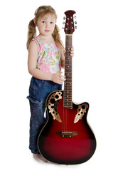 Little girl with an electric guitar